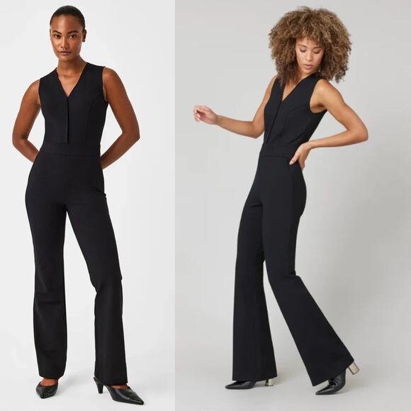NEW Spanx Perfect Sleeveless Jumpsuit Black Slimming Curvy Minimalist Chic 2XL - Picture 1 of 14
